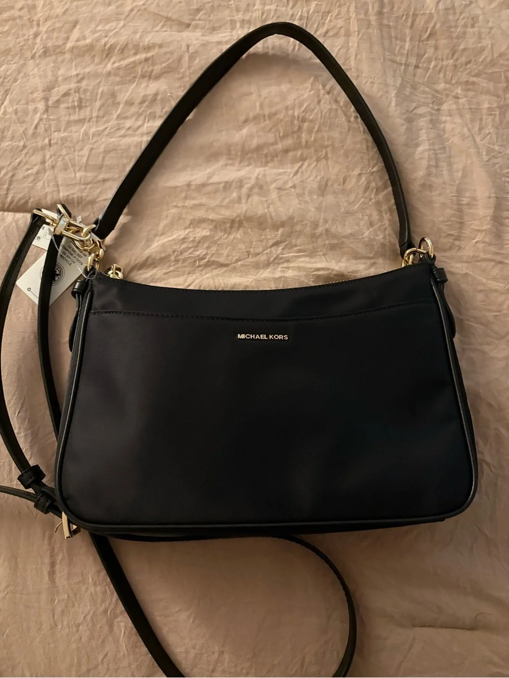 Michael Kors Black Shoulder Bag with Gold-Tone Accents